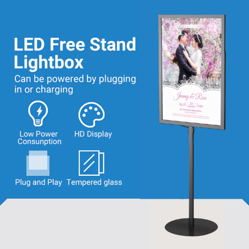 A1 Floor Standing Light Box with Single Pole